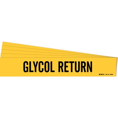 Brady GLYCOL RETURN Pipe Marker Style 1 Polyester Black on Yellow 1 per Card, 5 PK 105760-PK